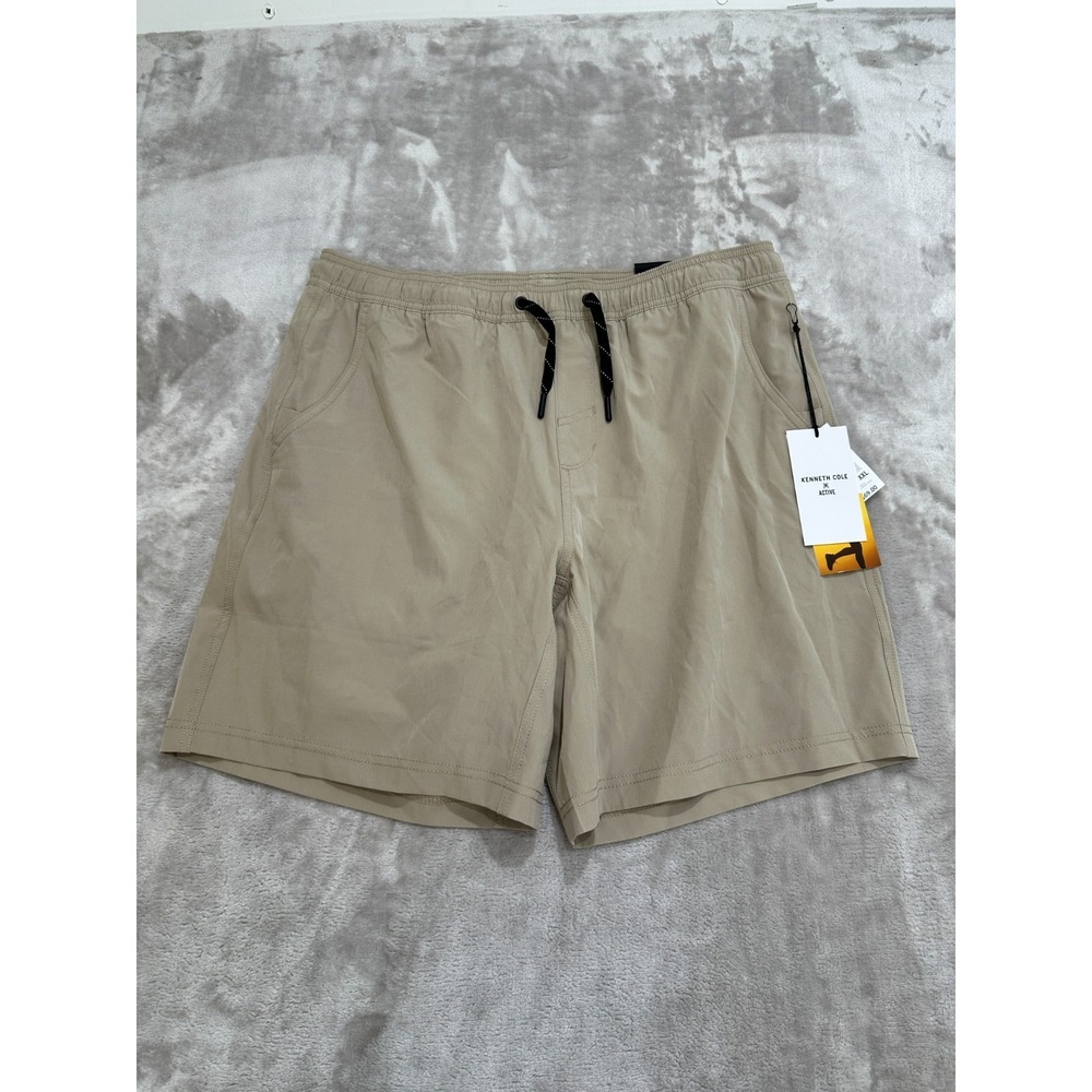 Kenneth Cole Tech Running Shorts Mens Size 2XL XXL Khaki Drawstring Stretch NWT